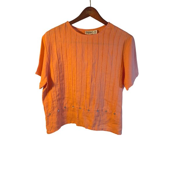 Vintage Aegean Peach Linen Women's Medium Shirt - Picture 1 of 6